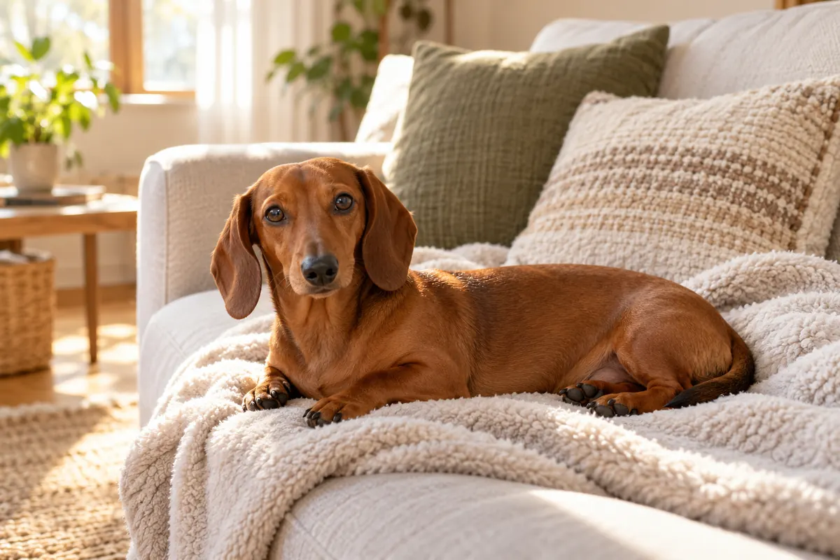 Dachshund showing common signs of dog anxiety